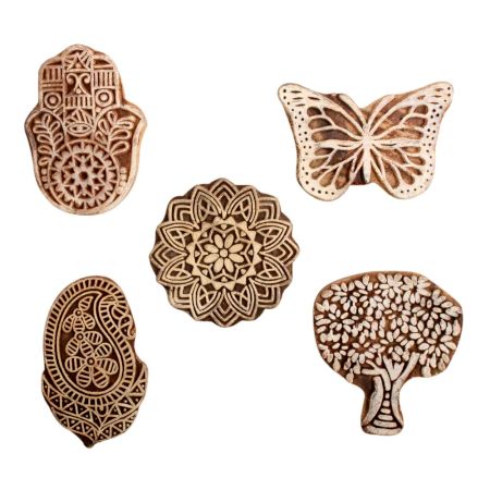 Set of 5 Piece New Mix Wooden Printing Block